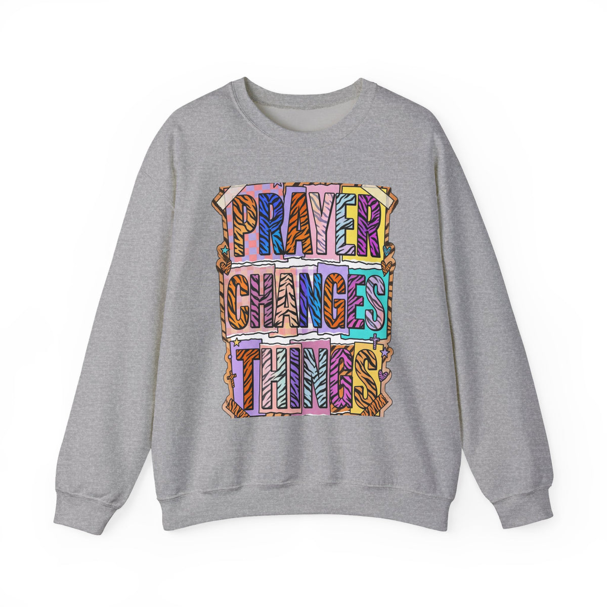 Prayer Changes Things Sweatshirt | Christian rainbow scripture, mixed-font faith