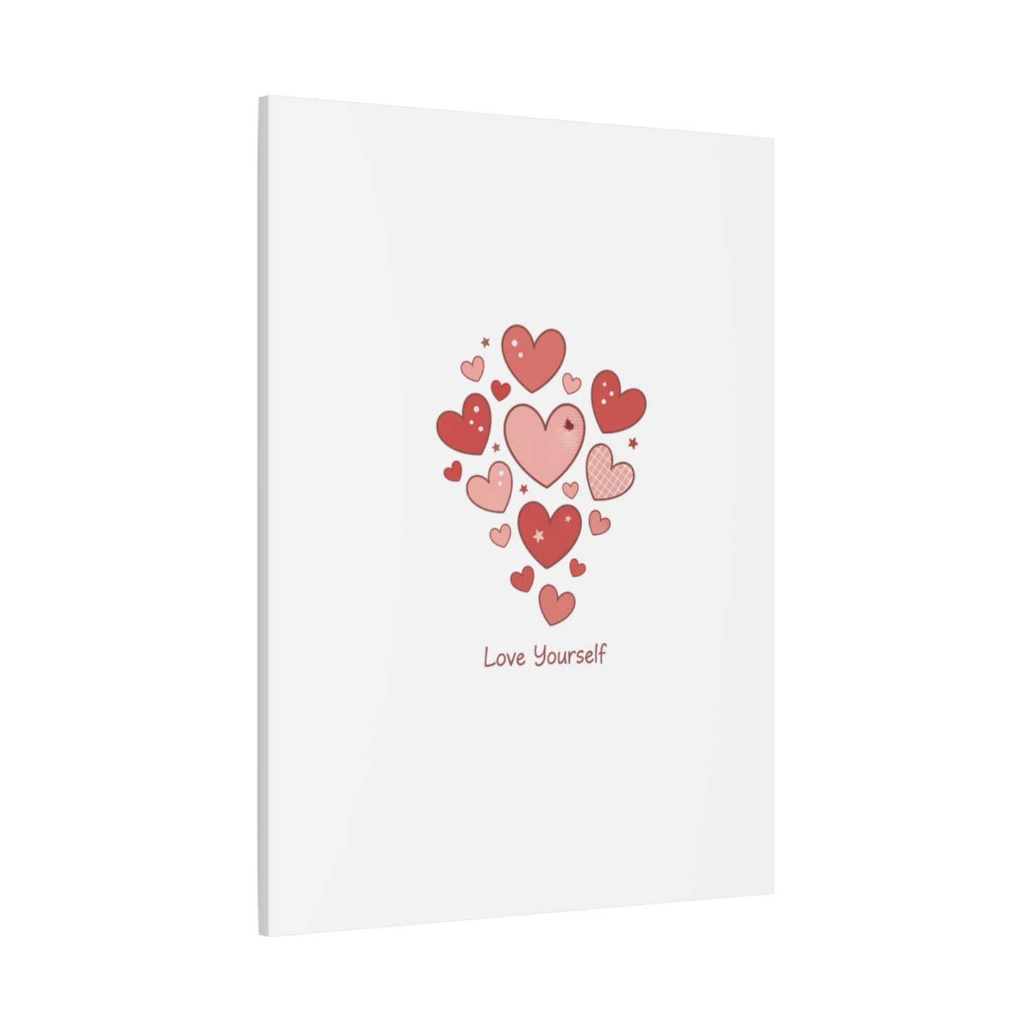 Love Yourself Canvas Wall Art — Watercolor Hearts Inspirational Home Decor
