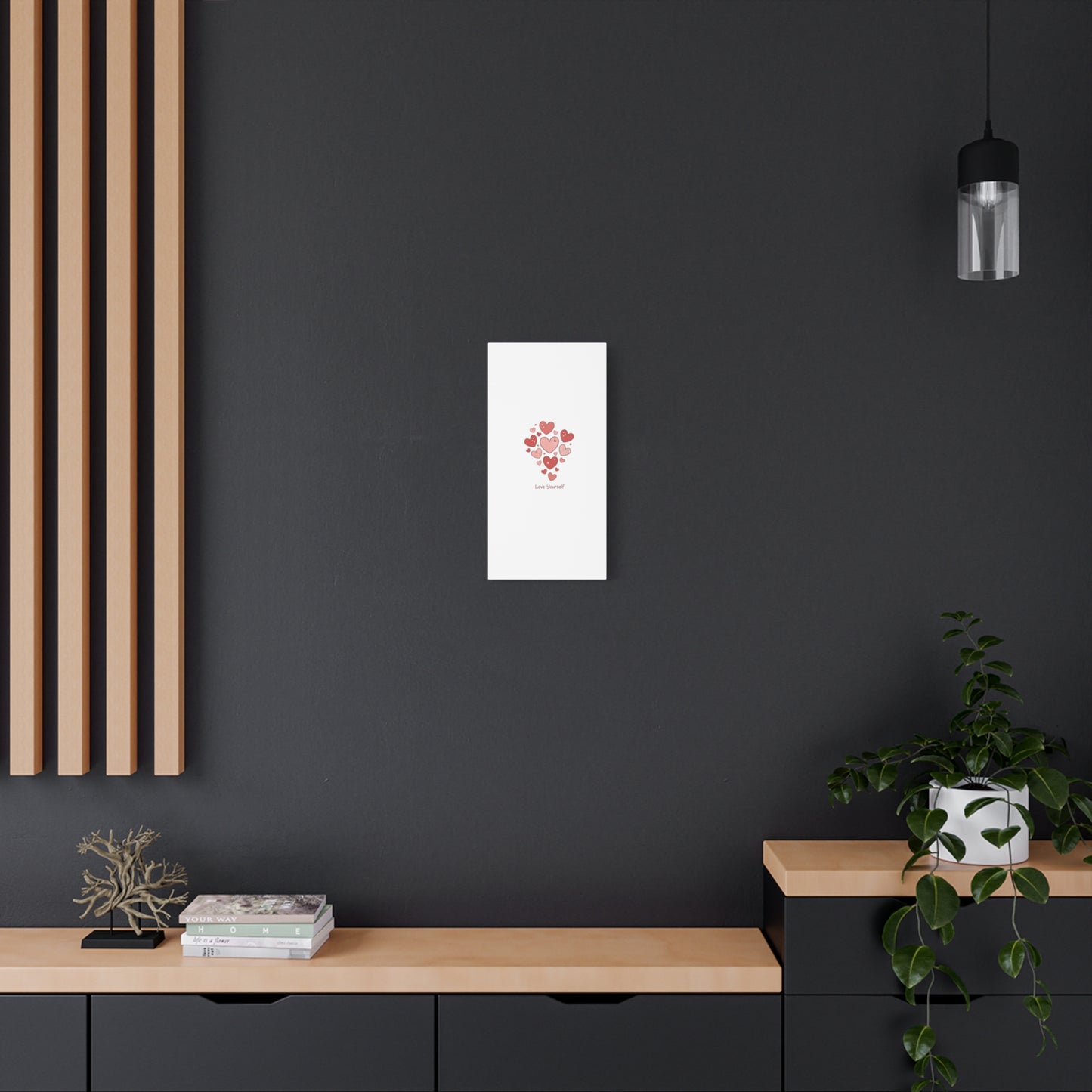 Love Yourself Canvas Wall Art — Watercolor Hearts Inspirational Home Decor