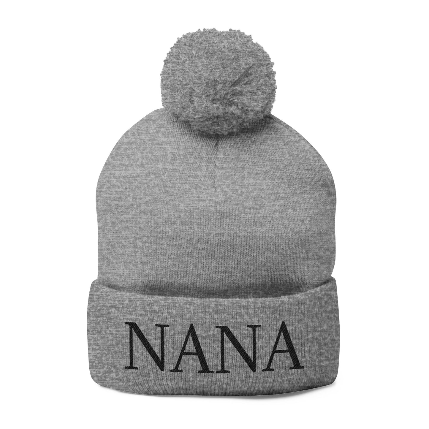 Nana Embroidered Pom-Pom Beanie – Cozy Knit Winter Hat, Ideal Grandma Gift