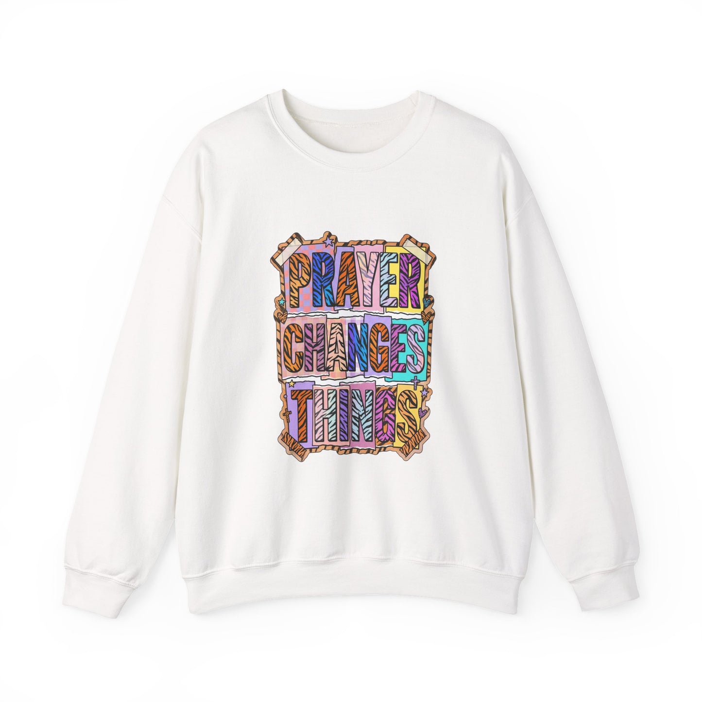 Prayer Changes Things Sweatshirt | Christian rainbow scripture, mixed-font faith