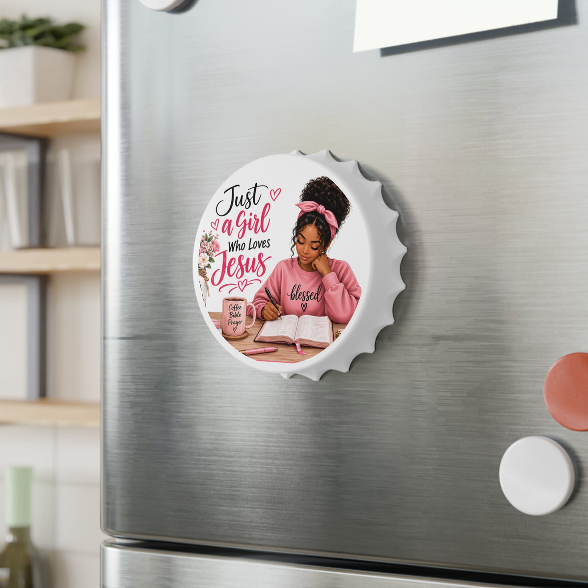 Just a Girl Who Loves Jesus Bottle Opener — Christian Faithful Woman Design