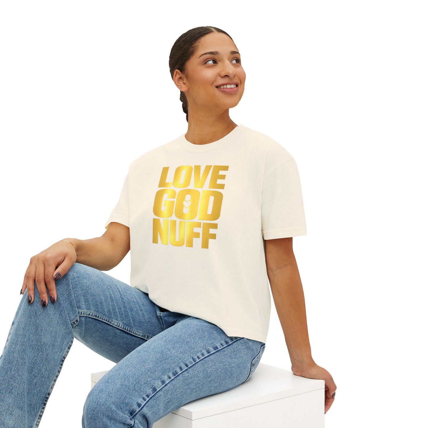 Love God Nuff Boxy Tee — Women's Faith Graphic Shirt