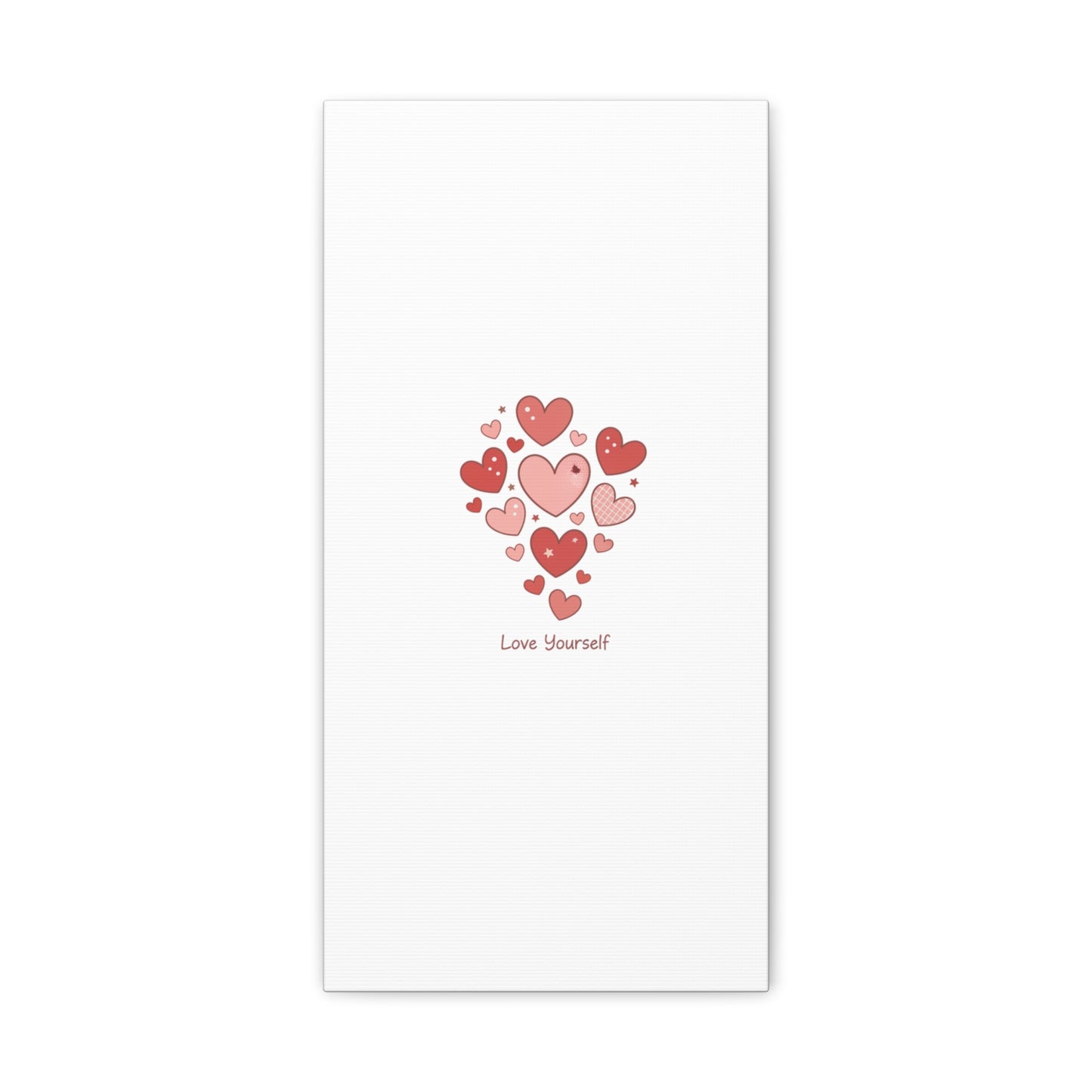 Love Yourself Canvas Wall Art — Watercolor Hearts Inspirational Home Decor