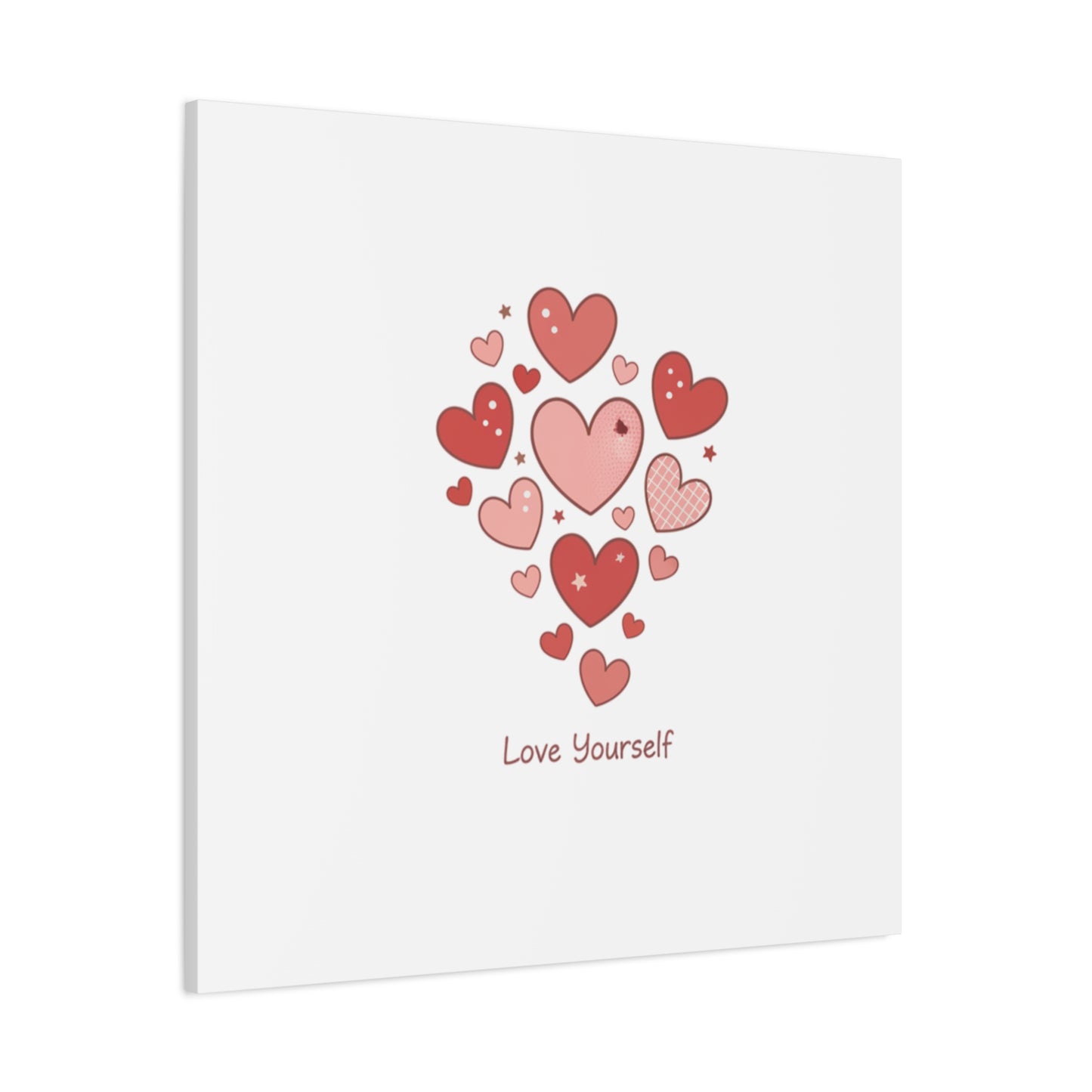 Love Yourself Canvas Wall Art — Watercolor Hearts Inspirational Home Decor