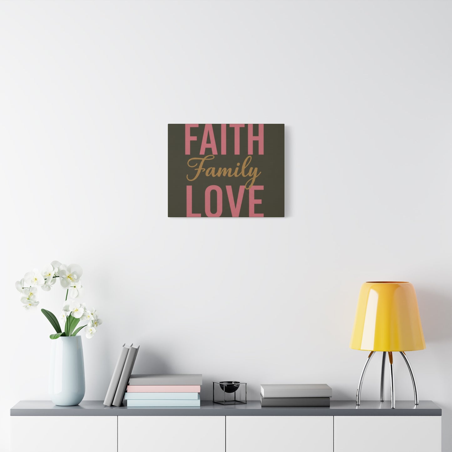 Faith Family Love Canvas Wall Art — Stretched Matte Inspirational Home Decor