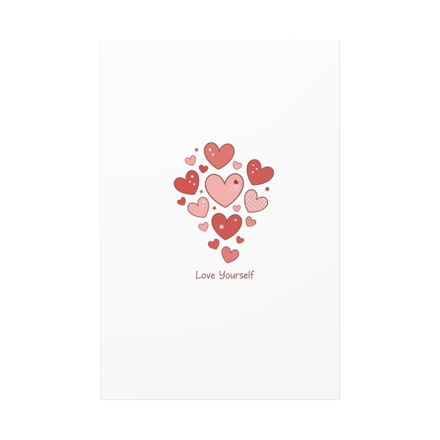 Love Yourself Canvas Wall Art — Watercolor Hearts Inspirational Home Decor