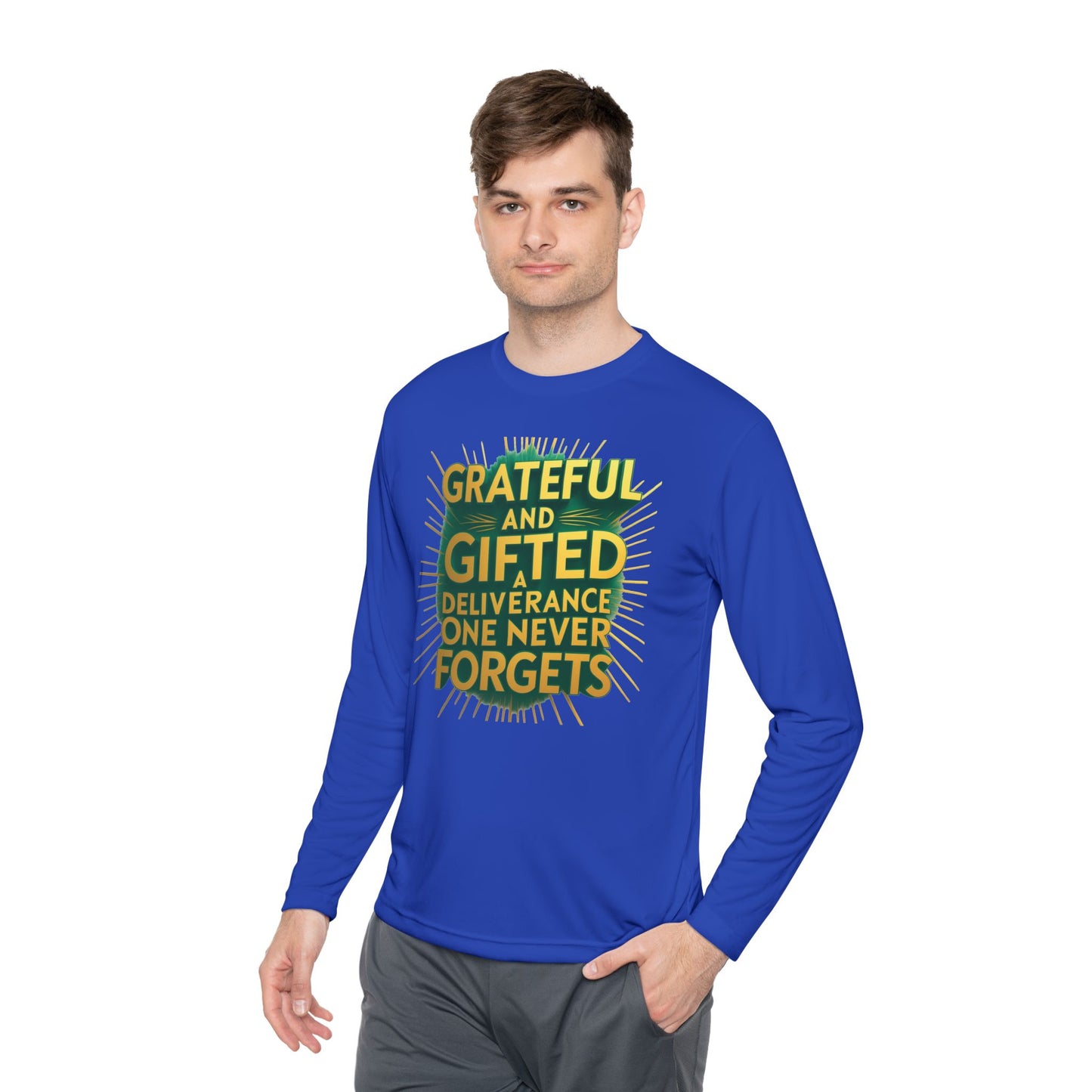 Grateful & Gifted Long Sleeve Tee | Inspirational Gift, Unisex Shirt, Perfect for Celebrations, Casual Wear, Thoughtful Present