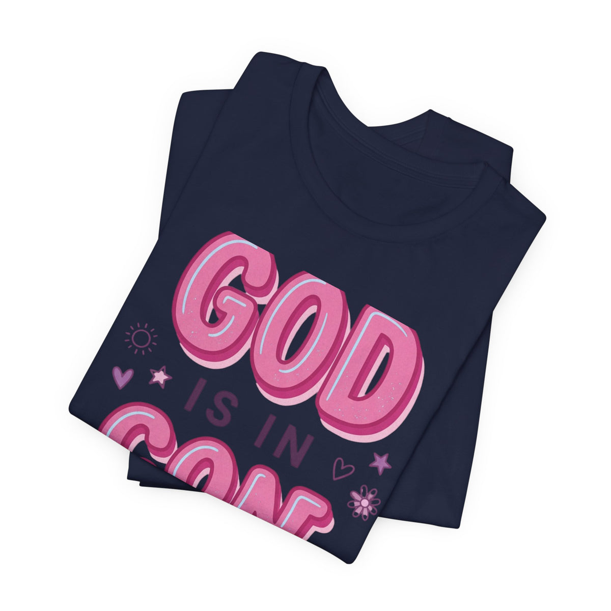 God Is In Control Tee | Christian faith shirt, playful rainbow script