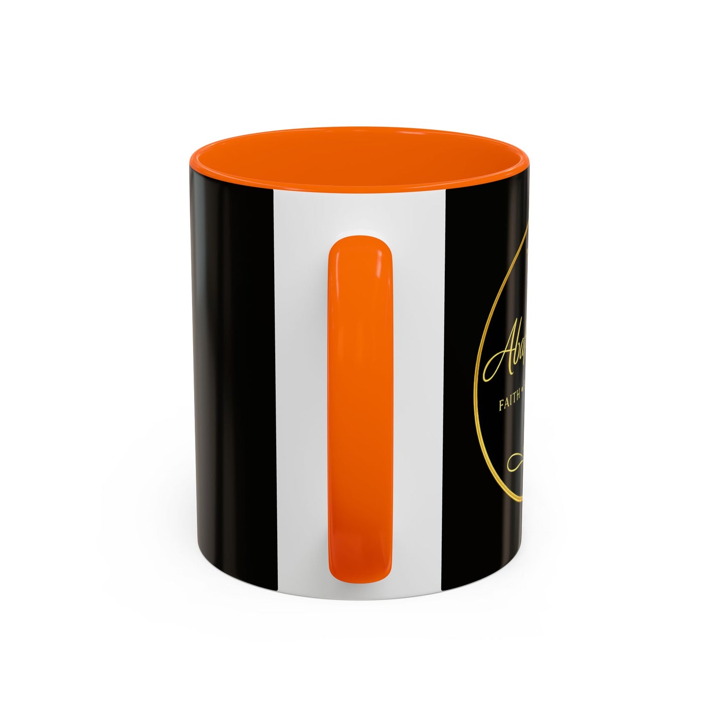 Black Accent Coffee Mug — "Abafamilystore: Faith • Family • Purpose" Gold Logo