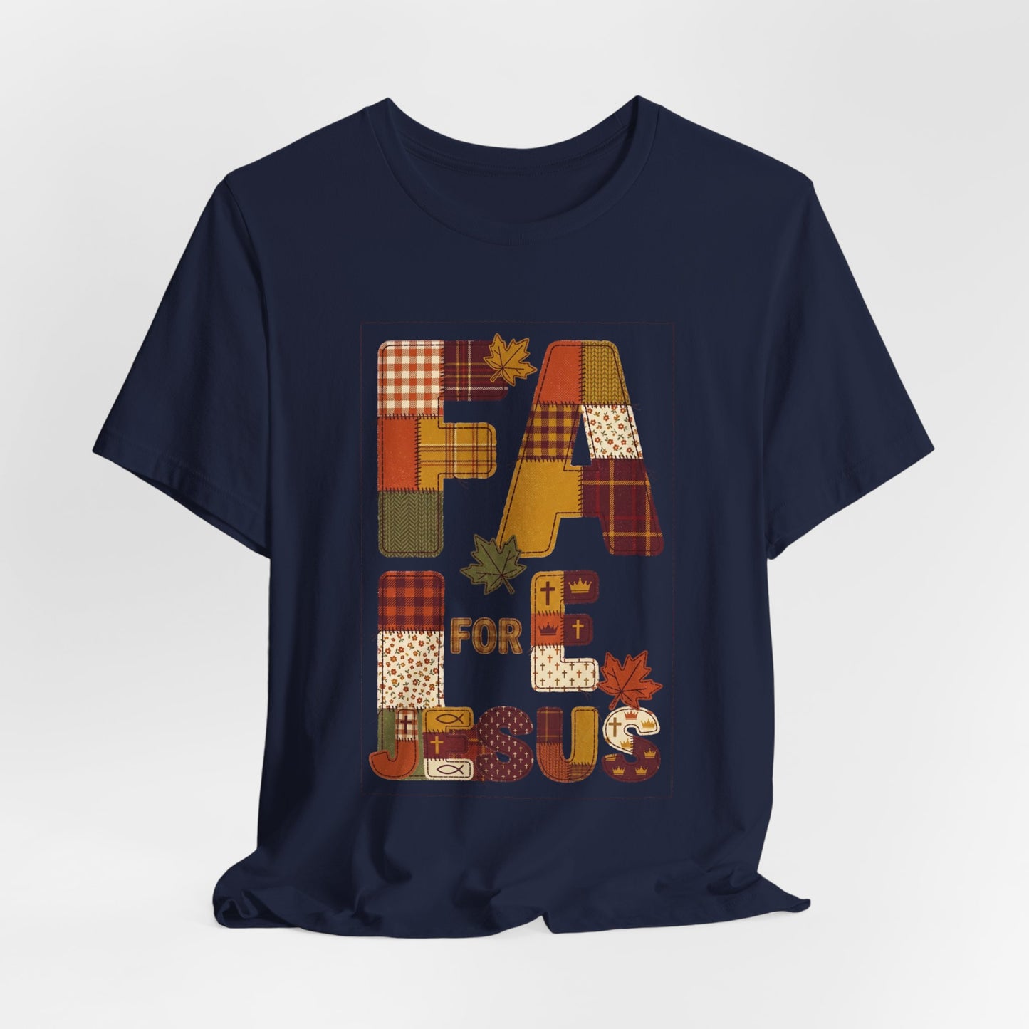 Fall Patchwork "Fall for Jesus" Tee | Thanksgiving, Autumn Leaves