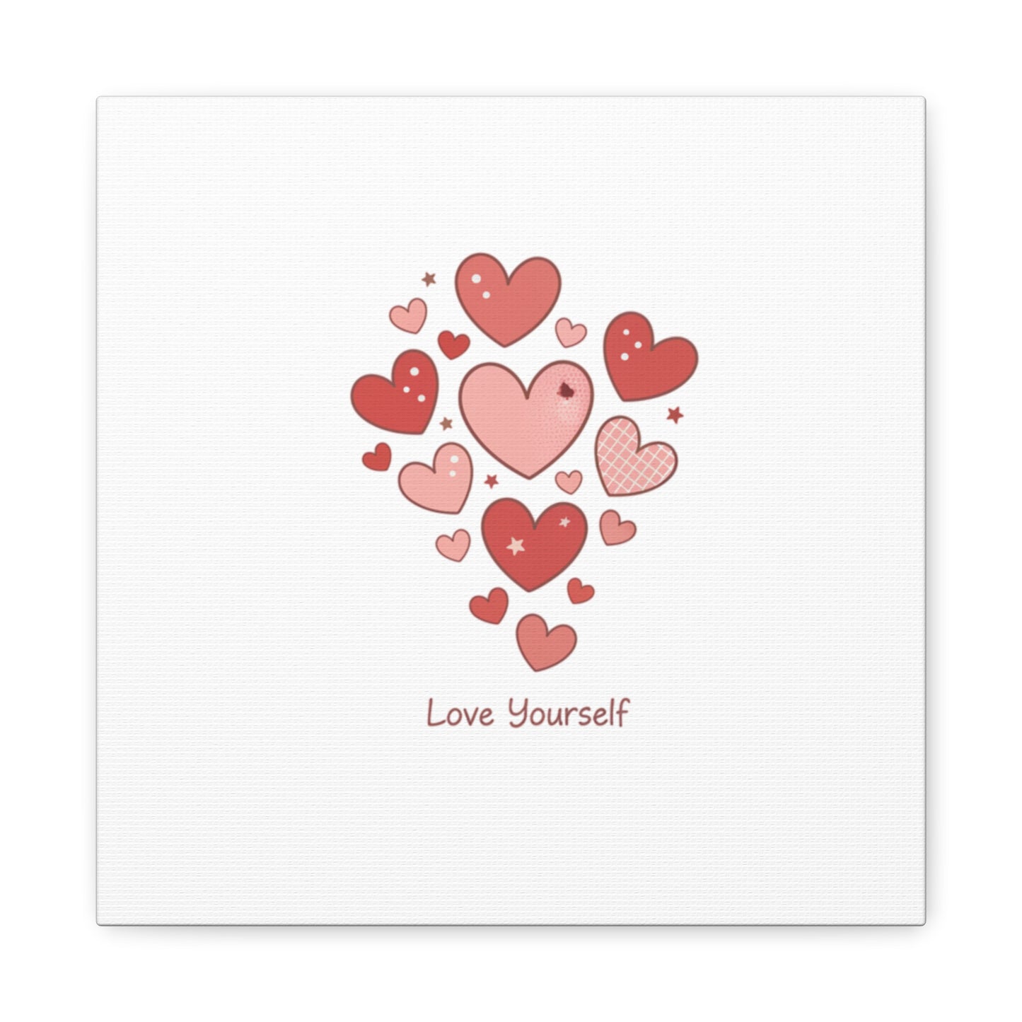 Love Yourself Canvas Wall Art — Watercolor Hearts Inspirational Home Decor