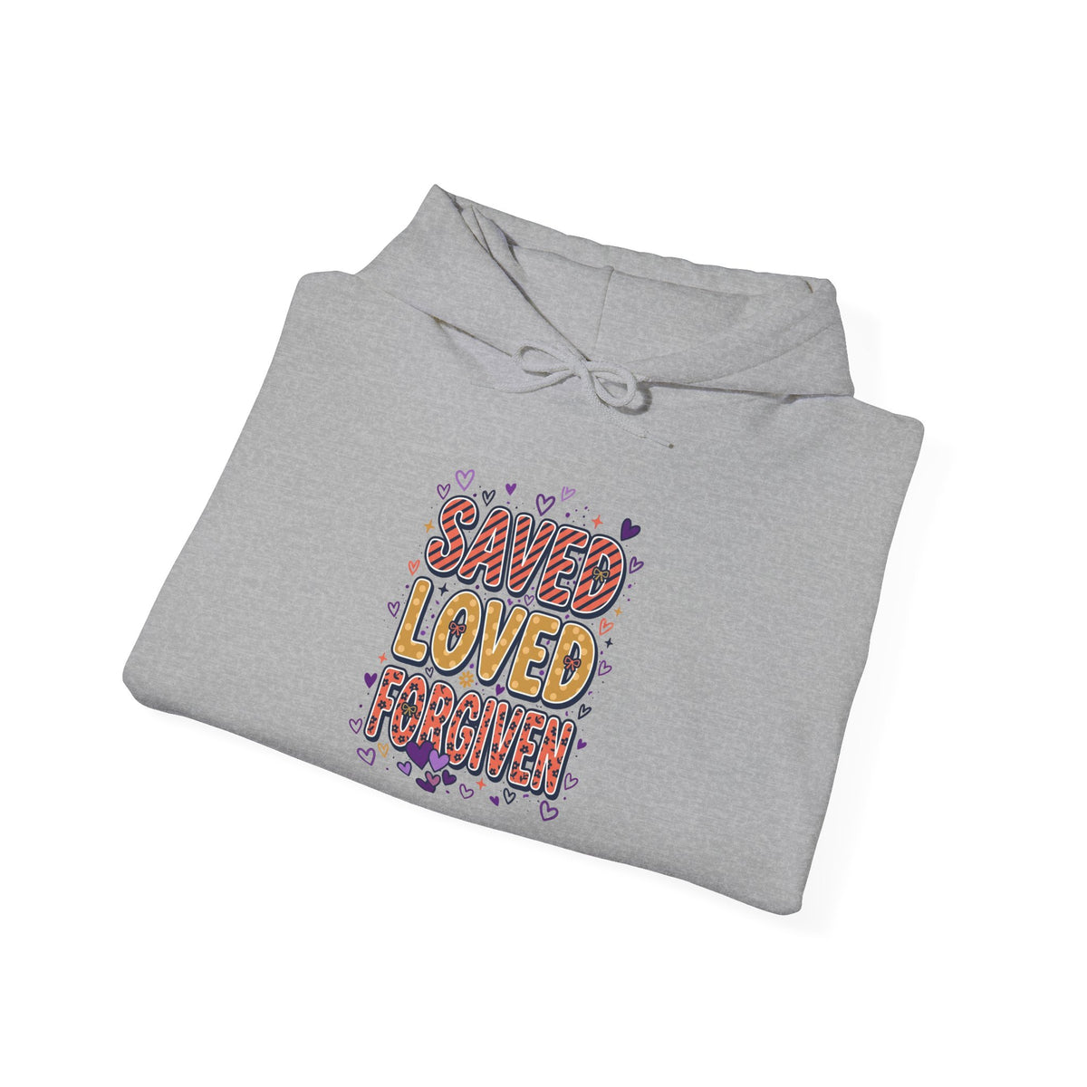 Saved Loved Praised hoodie | Christian rainbow scripture design