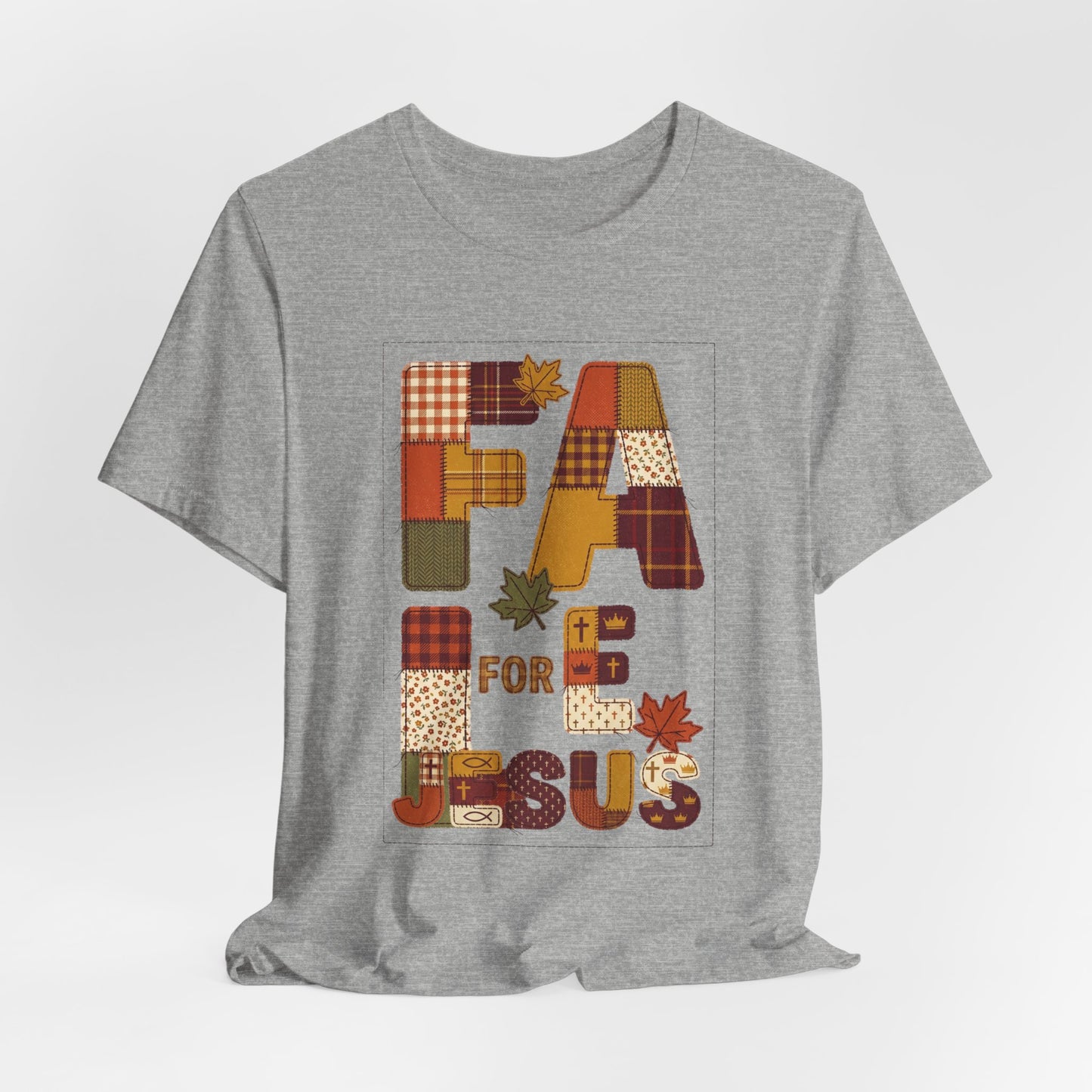 Fall Patchwork "Fall for Jesus" Tee | Thanksgiving, Autumn Leaves