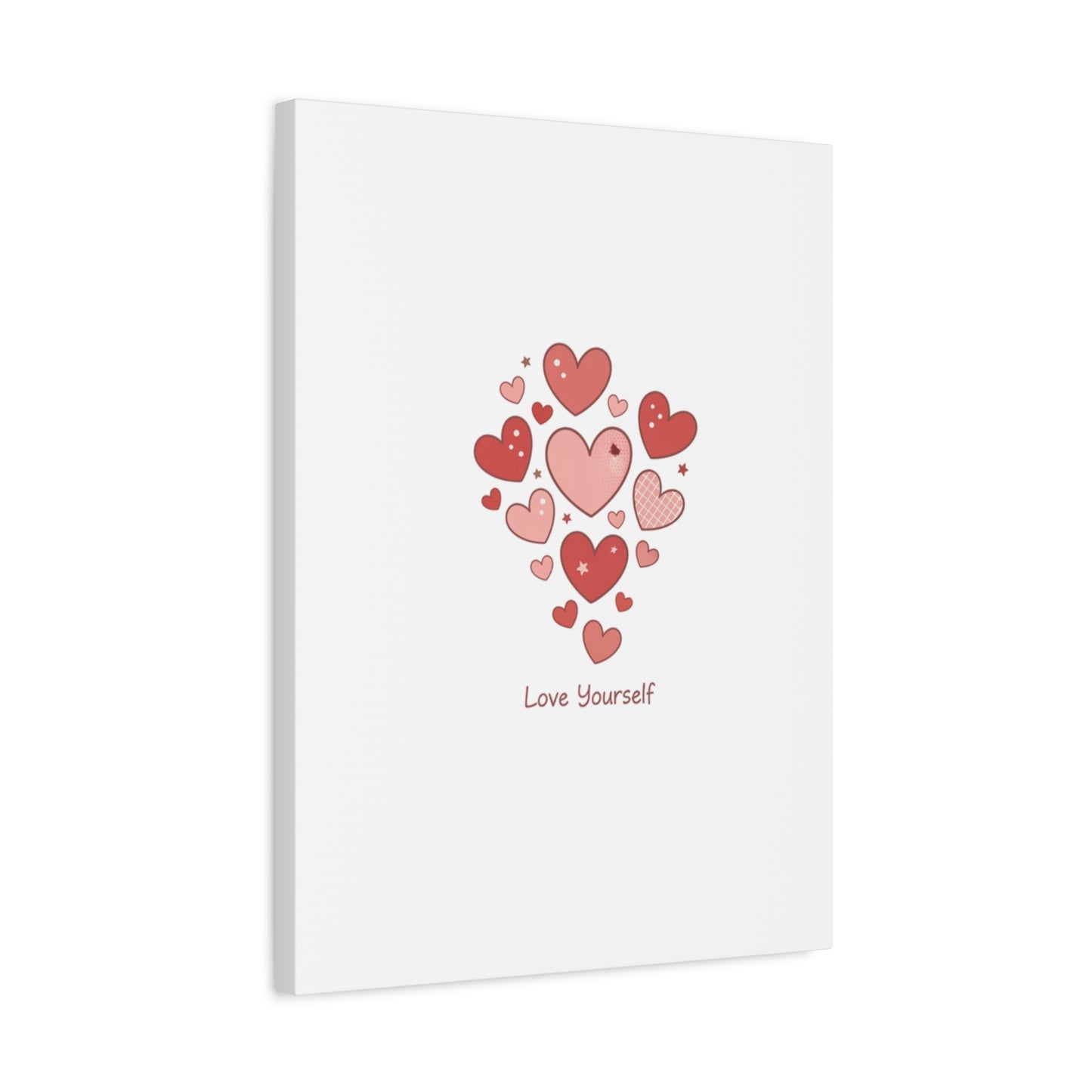 Love Yourself Canvas Wall Art — Watercolor Hearts Inspirational Home Decor
