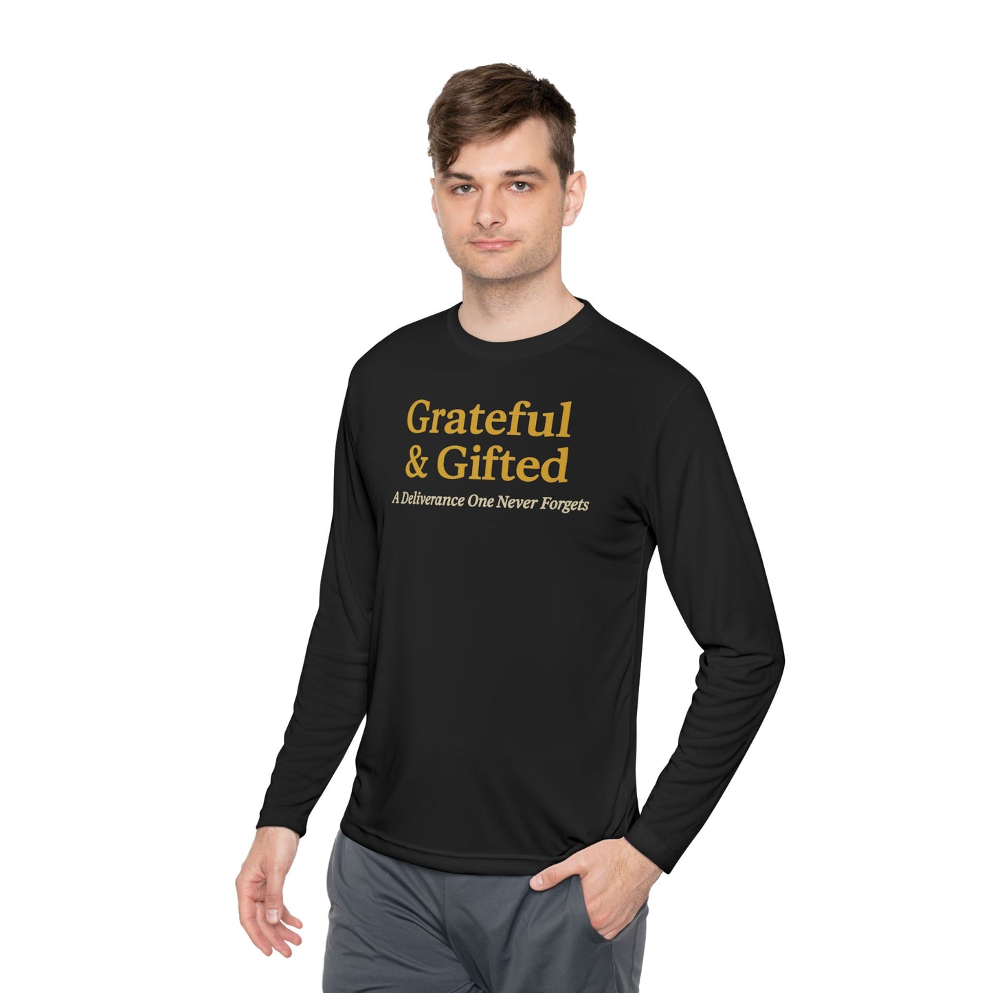 Grateful & Gifted Long Sleeve Tee | Inspirational Gift, Unisex Shirt, Perfect for Celebrations, Casual Wear, Thoughtful Present