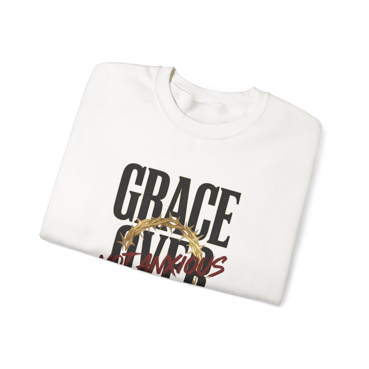 Grace Over Fear Crewneck Sweatshirt | Christian Streetwear, Distressed Thorn Graphic