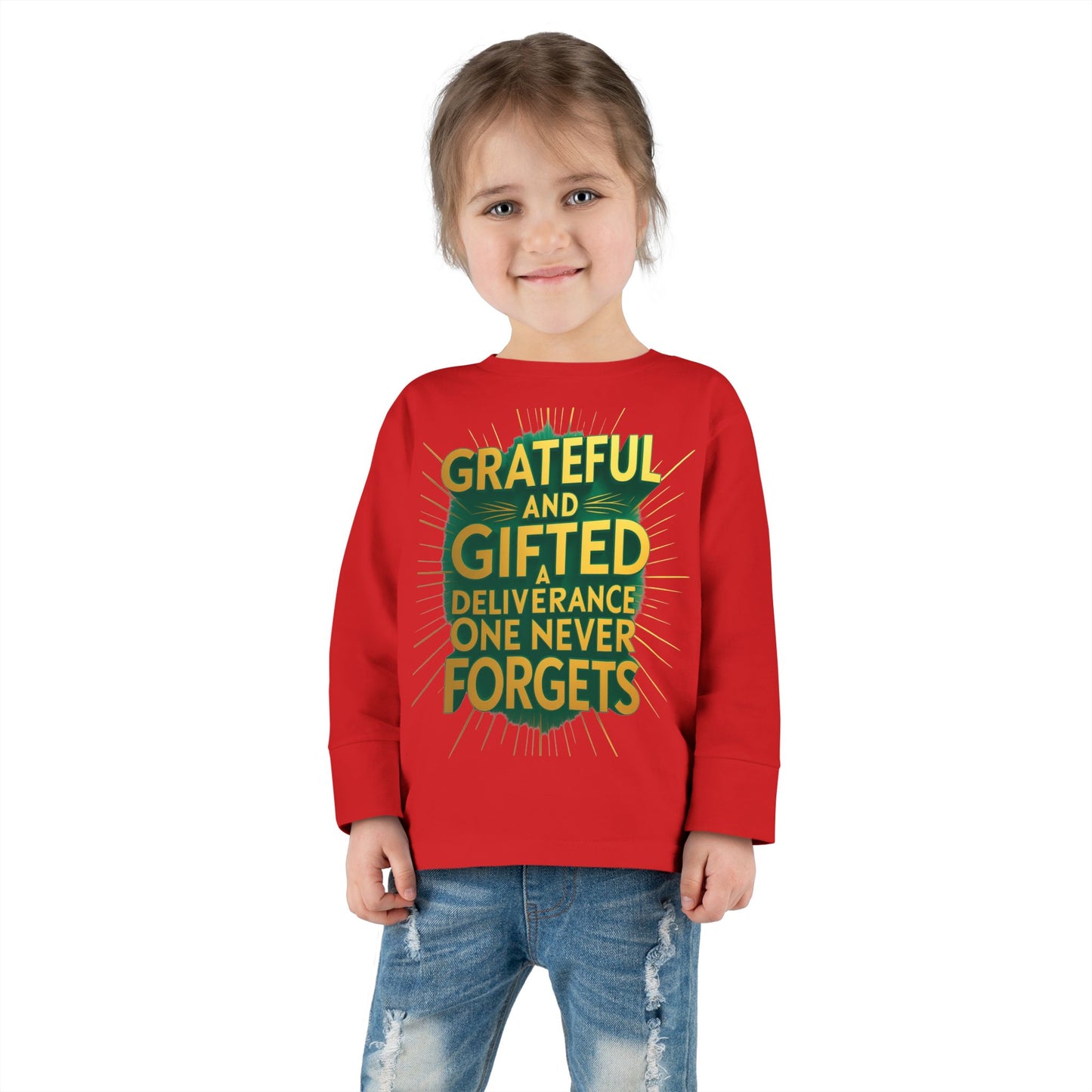 Toddler Long Sleeve Tee with 'Grateful and Gifted' Design, Kids Gift, Fall Fashion, Birthday Outfit, Baby Shower Gift, Inspirational [...]