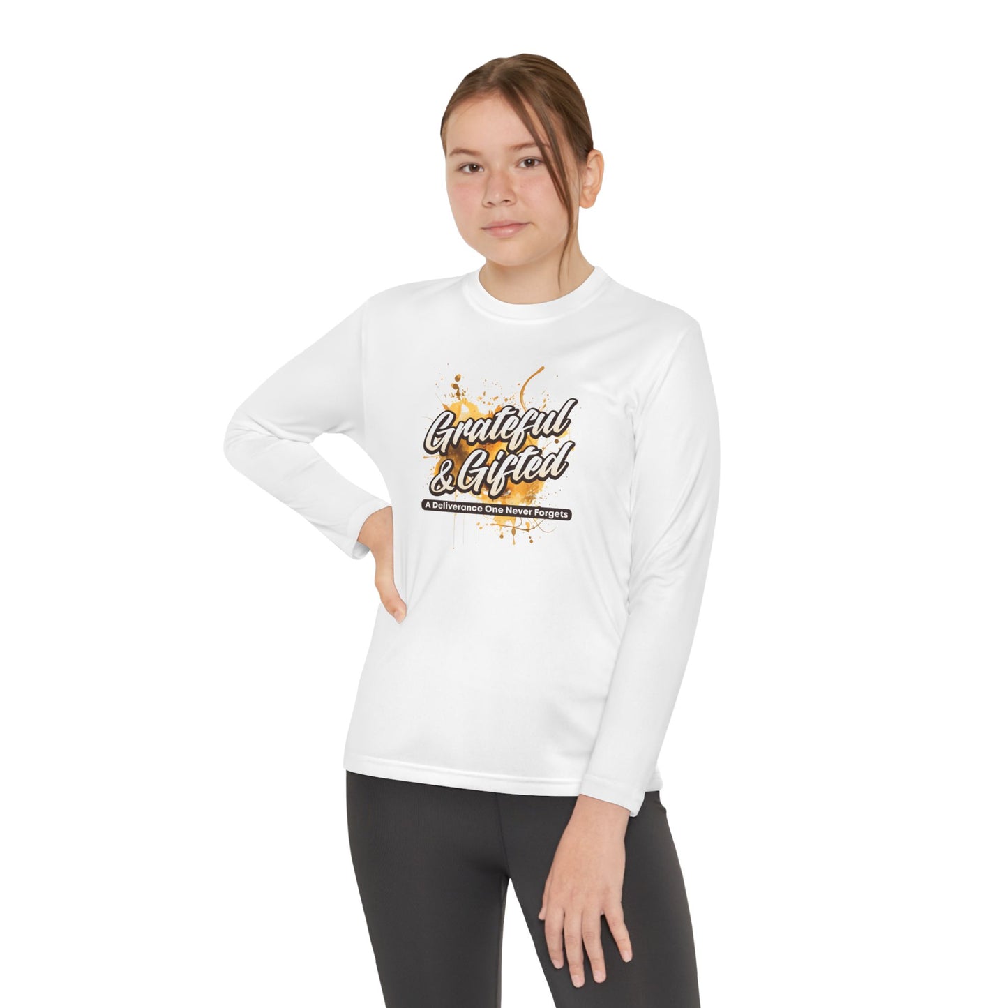 Youth Long Sleeve Tee — "Grateful & Gifted" Inspirational Kids Shirt