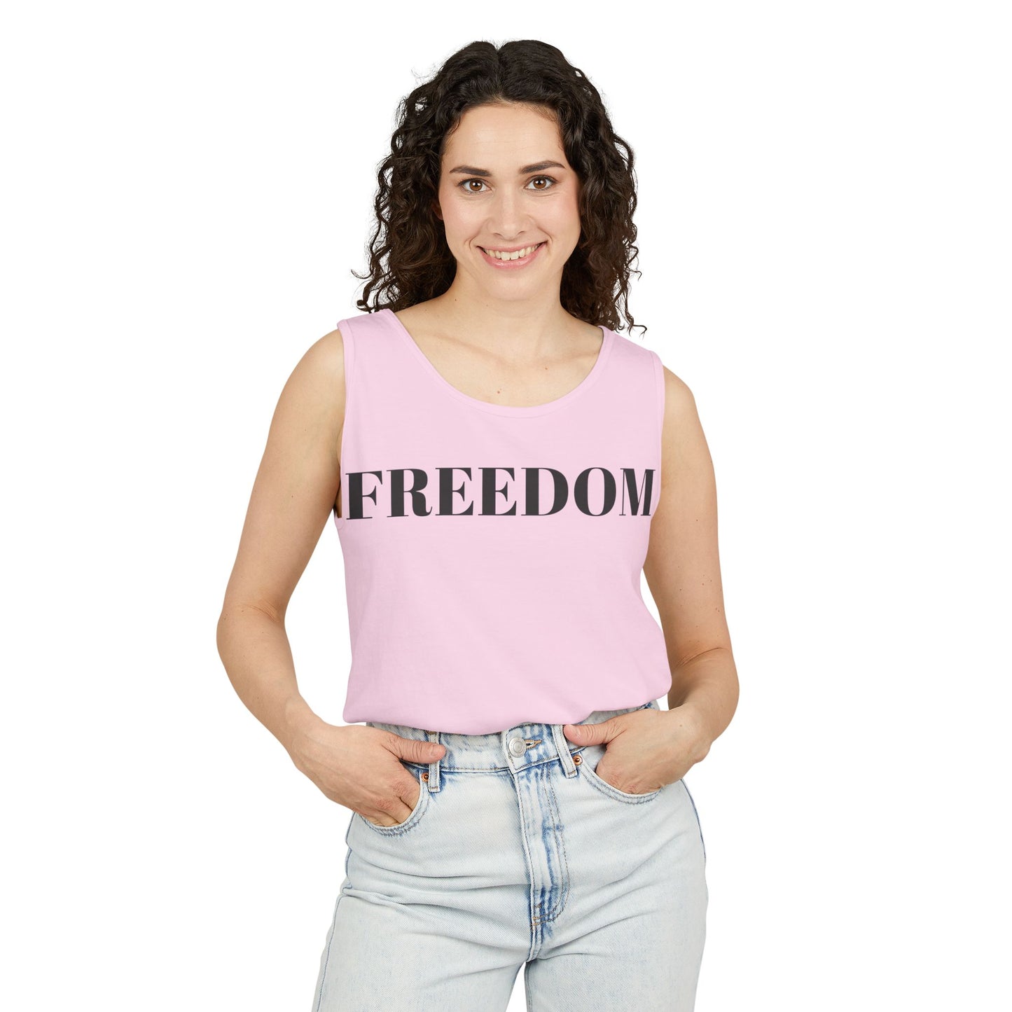 Freedom Unisex Garment-Dyed Tank Top - Comfortable Summer Wear, Casual Lounge, Outdoor Fitness, Inspirational Gift, Vacation Apparel