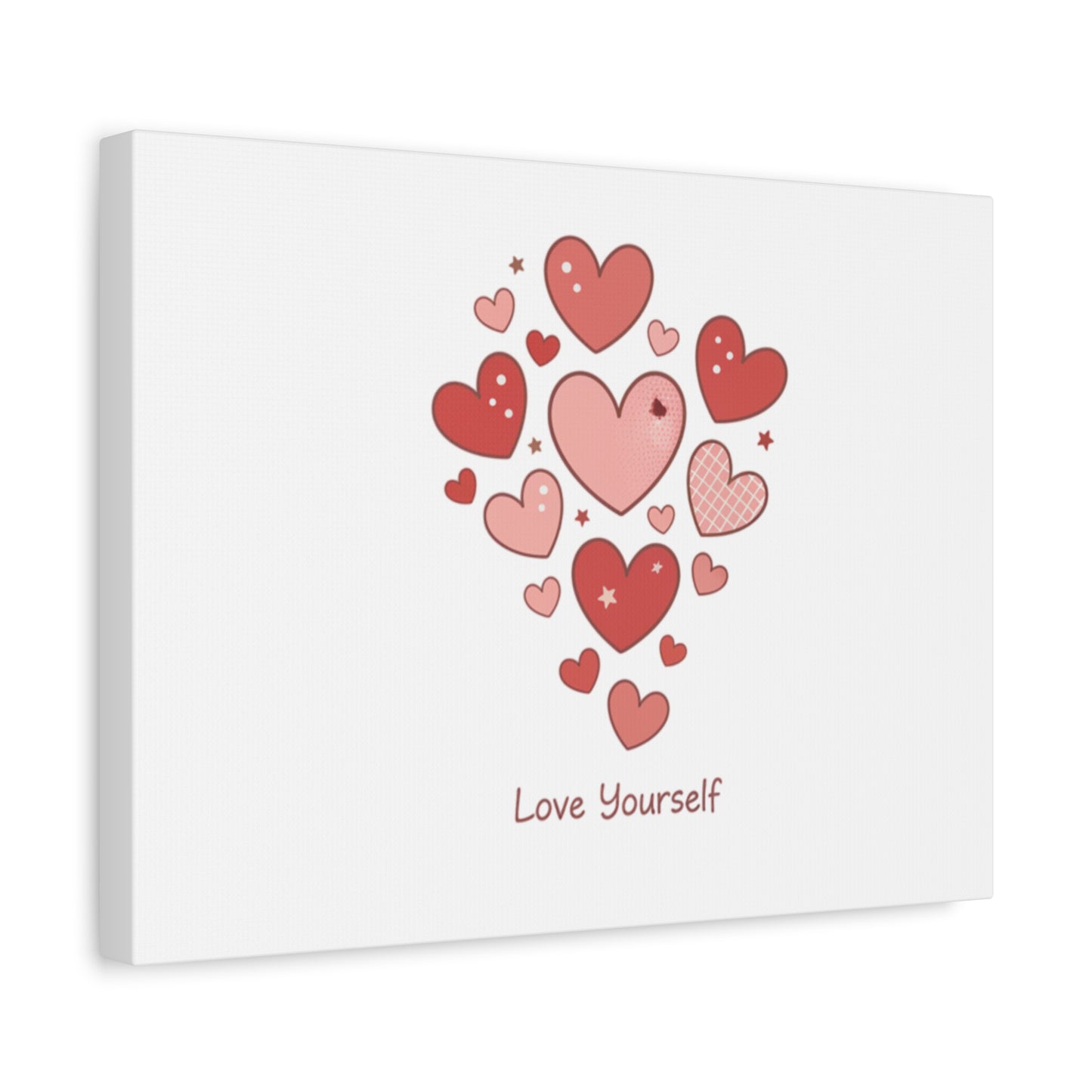 Love Yourself Canvas Wall Art — Watercolor Hearts Inspirational Home Decor