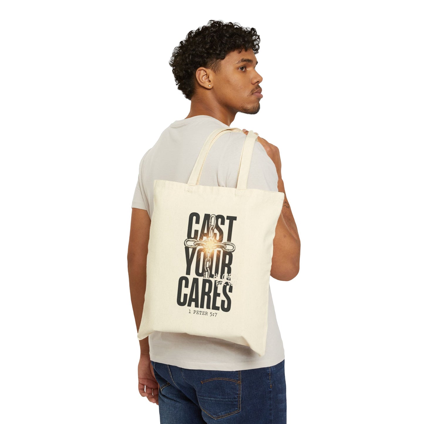 Cast Your Cares Tote | Christian Streetwear, Scripture 1 Peter 5:7