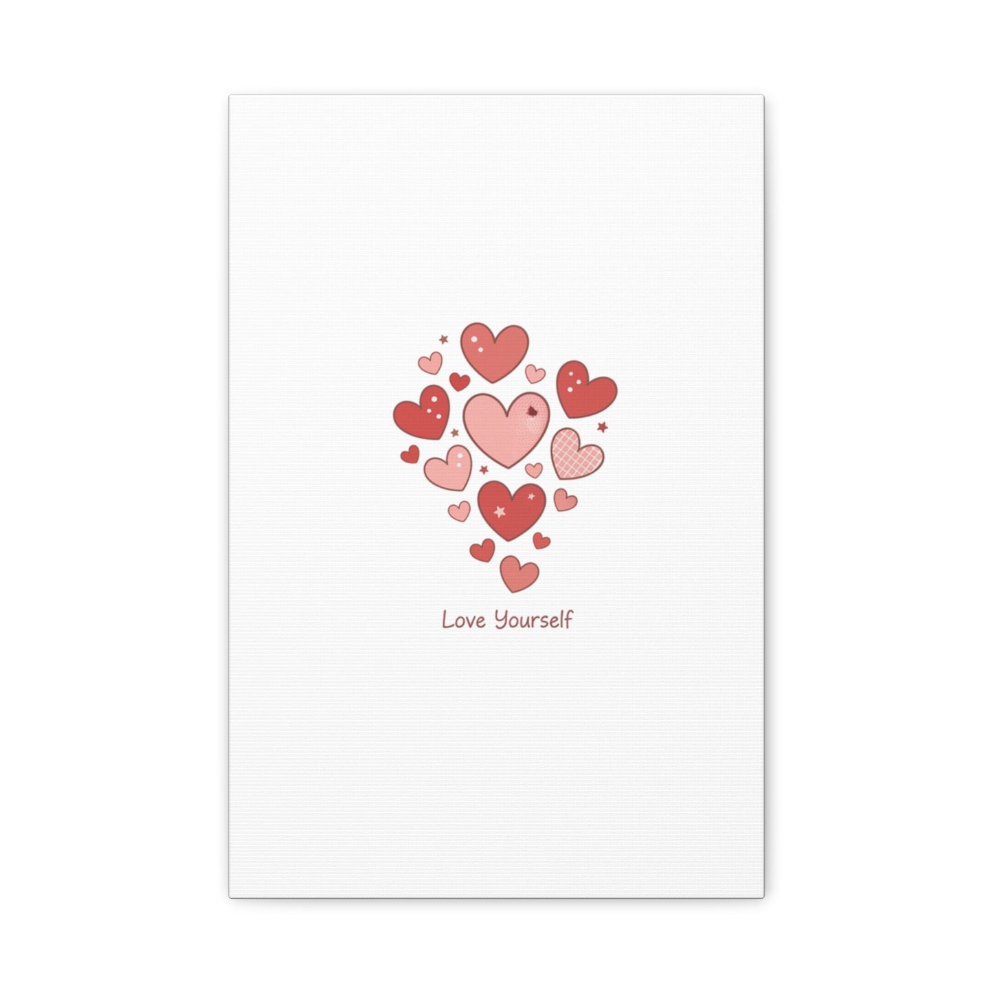 Love Yourself Canvas Wall Art — Watercolor Hearts Inspirational Home Decor