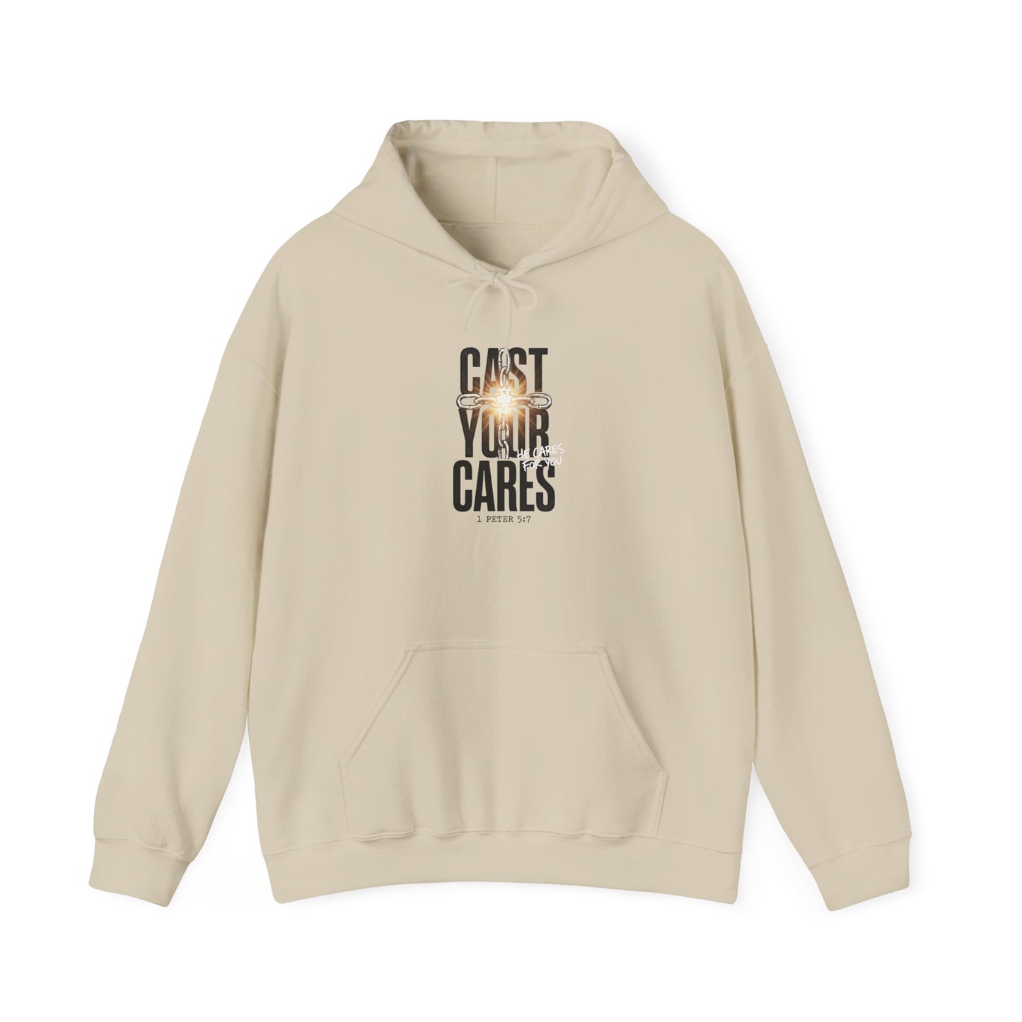 Cast Your Cares Hoodie | Christian streetwear, scripture typography
