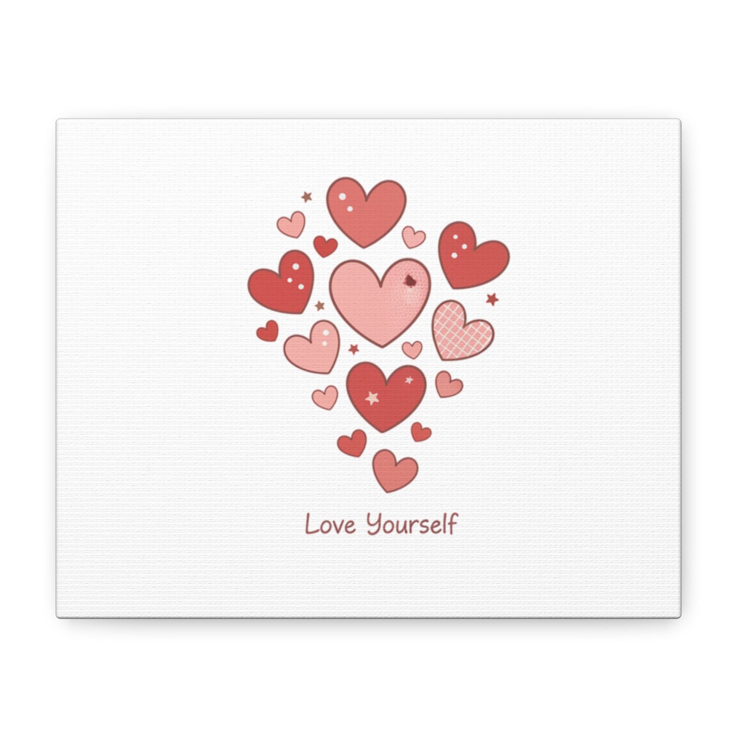 Love Yourself Canvas Wall Art — Watercolor Hearts Inspirational Home Decor