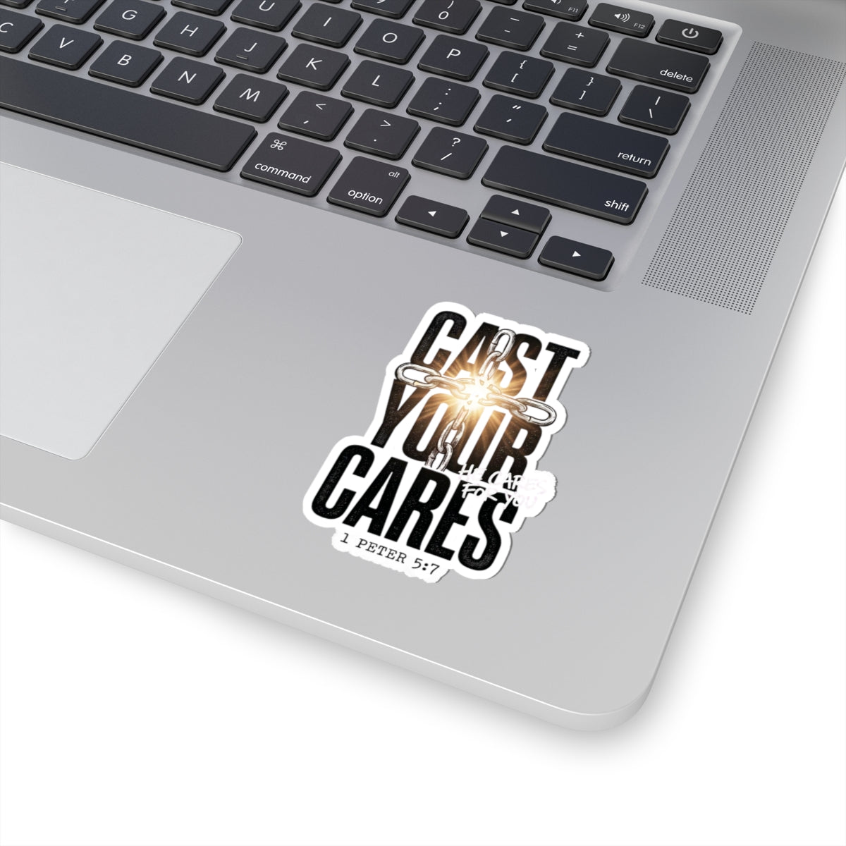 Cast Your Cares Sticker | Christian Streetwear, Scripture 1 Peter 5:7