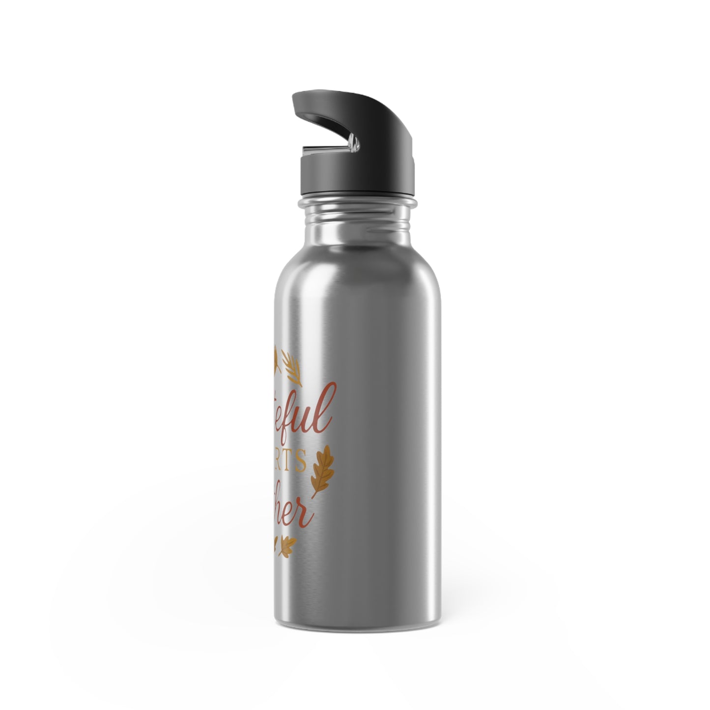 Grateful Hearts Gather 20oz Stainless Steel Water Bottle with Straw — Autumn Leaf Design
