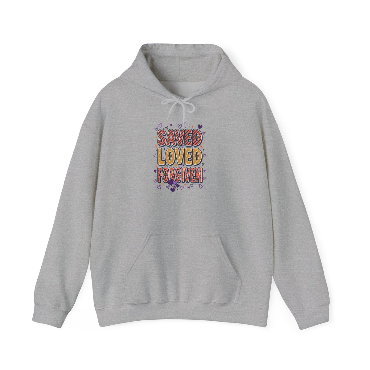 Saved Loved Praised hoodie | Christian rainbow scripture design