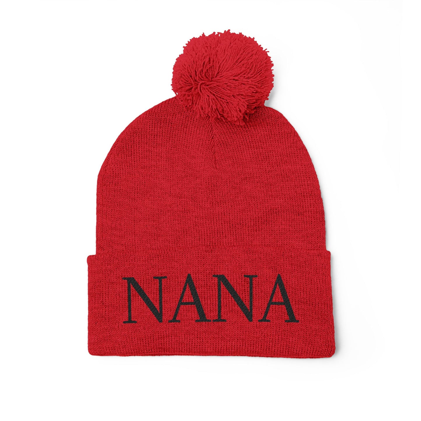 Nana Embroidered Pom-Pom Beanie – Cozy Knit Winter Hat, Ideal Grandma Gift