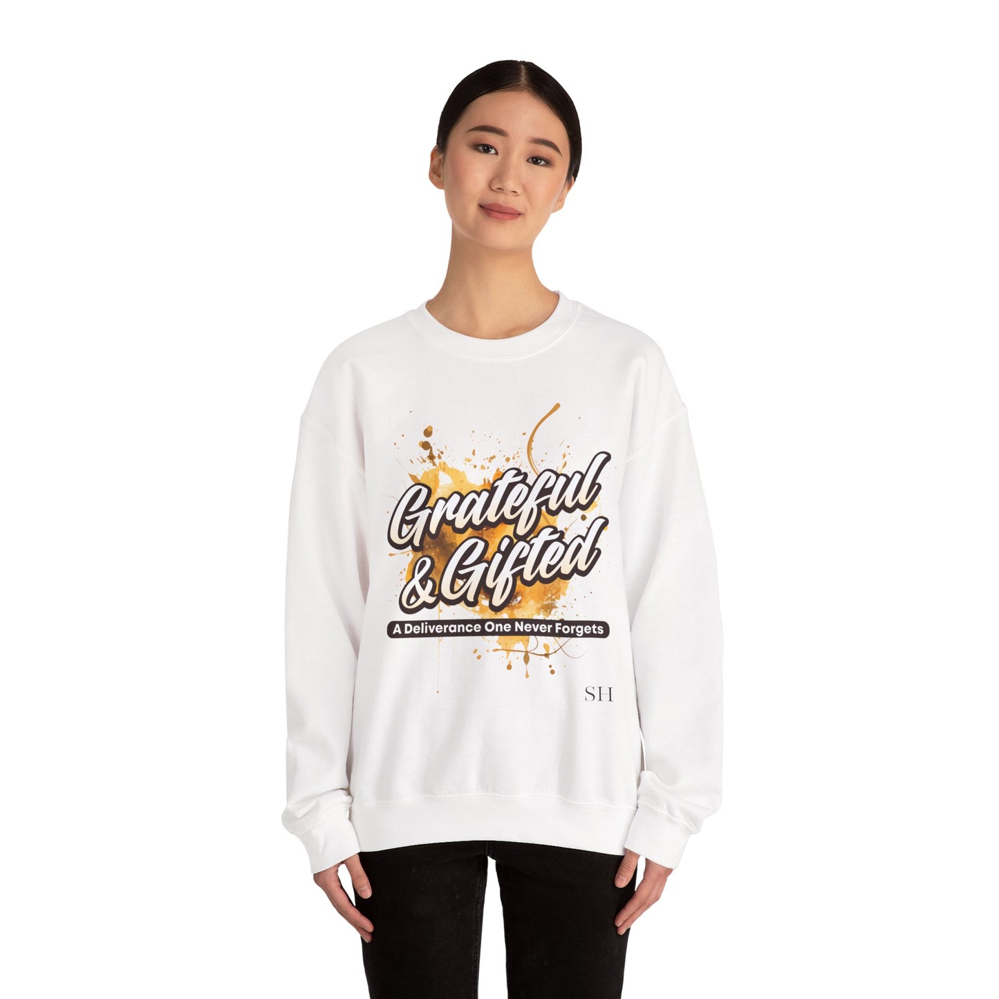 Grateful & Gifted Crewneck Sweatshirt — 'A Deliverance One Never Forgets' Inspirational Pullover