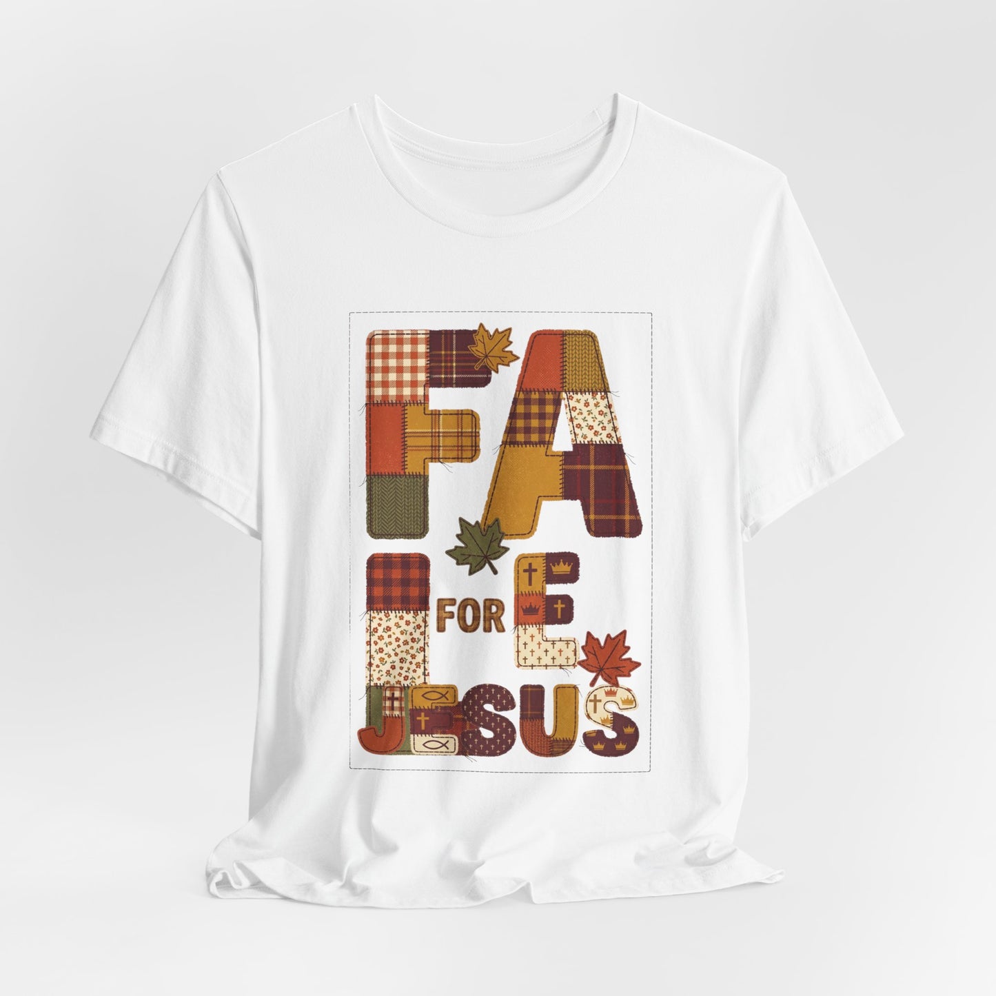 Fall Patchwork "Fall for Jesus" Tee | Thanksgiving, Autumn Leaves