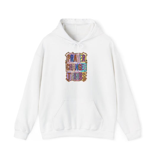 Prayer Changes Things Hoodie | Christian Rainbow Scripture Design