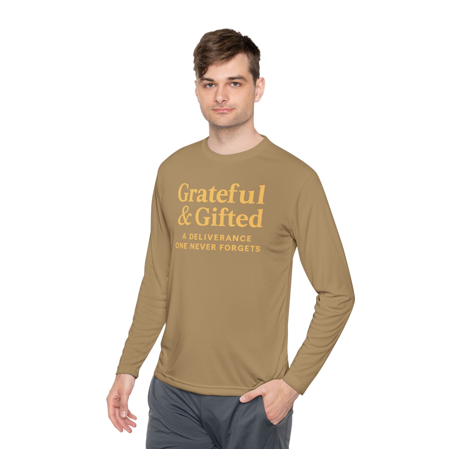 Grateful & Gifted Long Sleeve Tee | Inspirational Gift, Unisex Shirt, Perfect for Celebrations, Casual Wear, Thoughtful Present