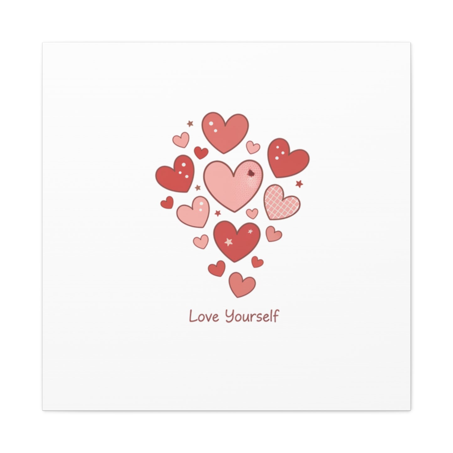 Love Yourself Canvas Wall Art — Watercolor Hearts Inspirational Home Decor