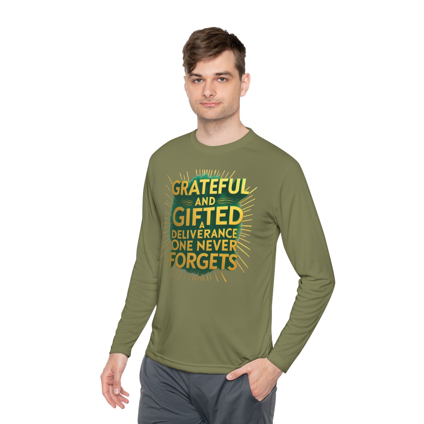 Grateful & Gifted Long Sleeve Tee | Inspirational Gift, Unisex Shirt, Perfect for Celebrations, Casual Wear, Thoughtful Present