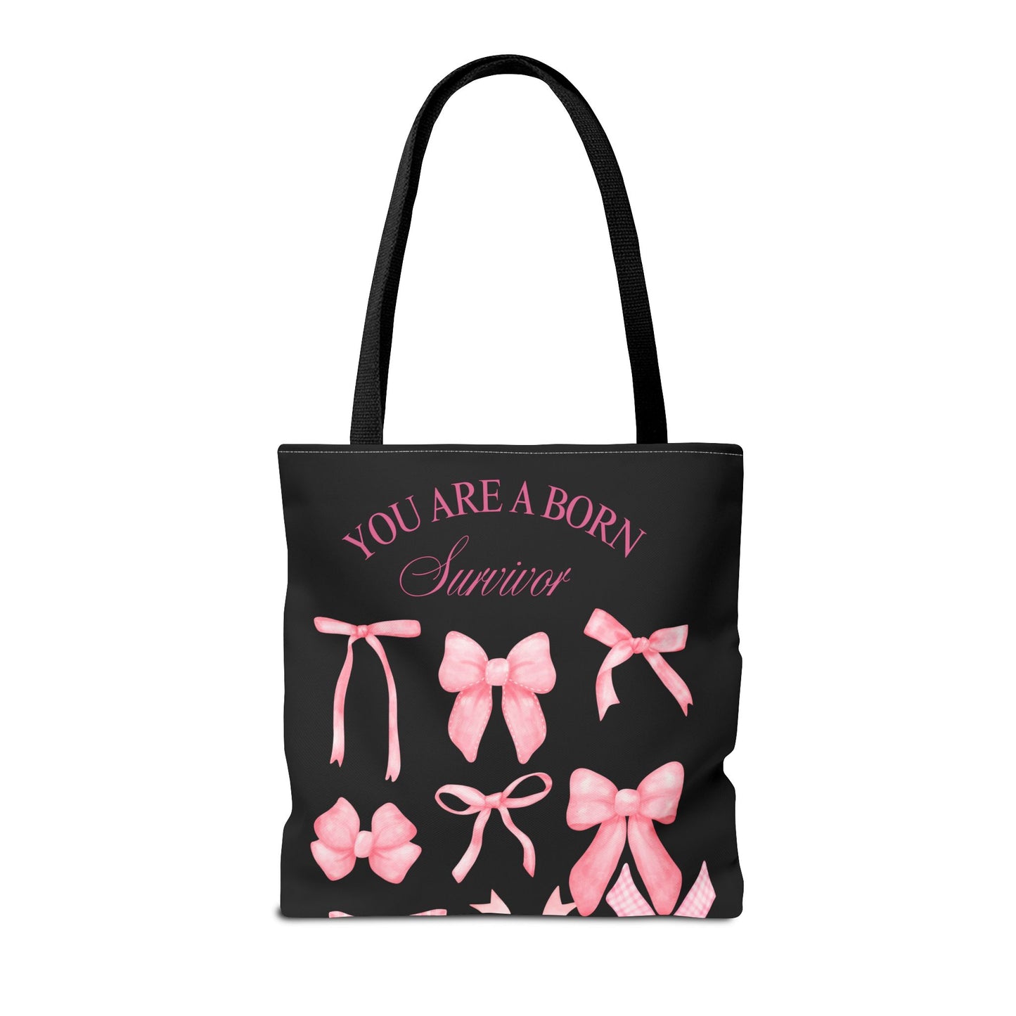 Empowering Pink Ribbon Tote Bag, Breast Cancer Awareness, Survivor Gift, Inspirational Bag, Bows & Ribbons Design, Supportive Gift