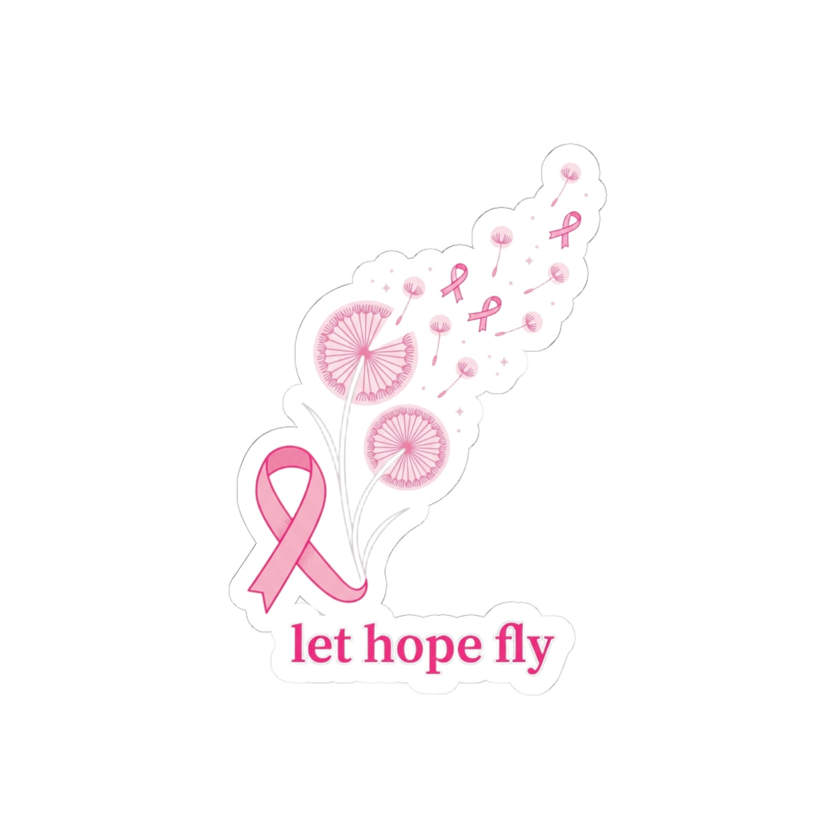 Let Hope Fly ribbon sticker | Breast Cancer Awareness, Pink Support
