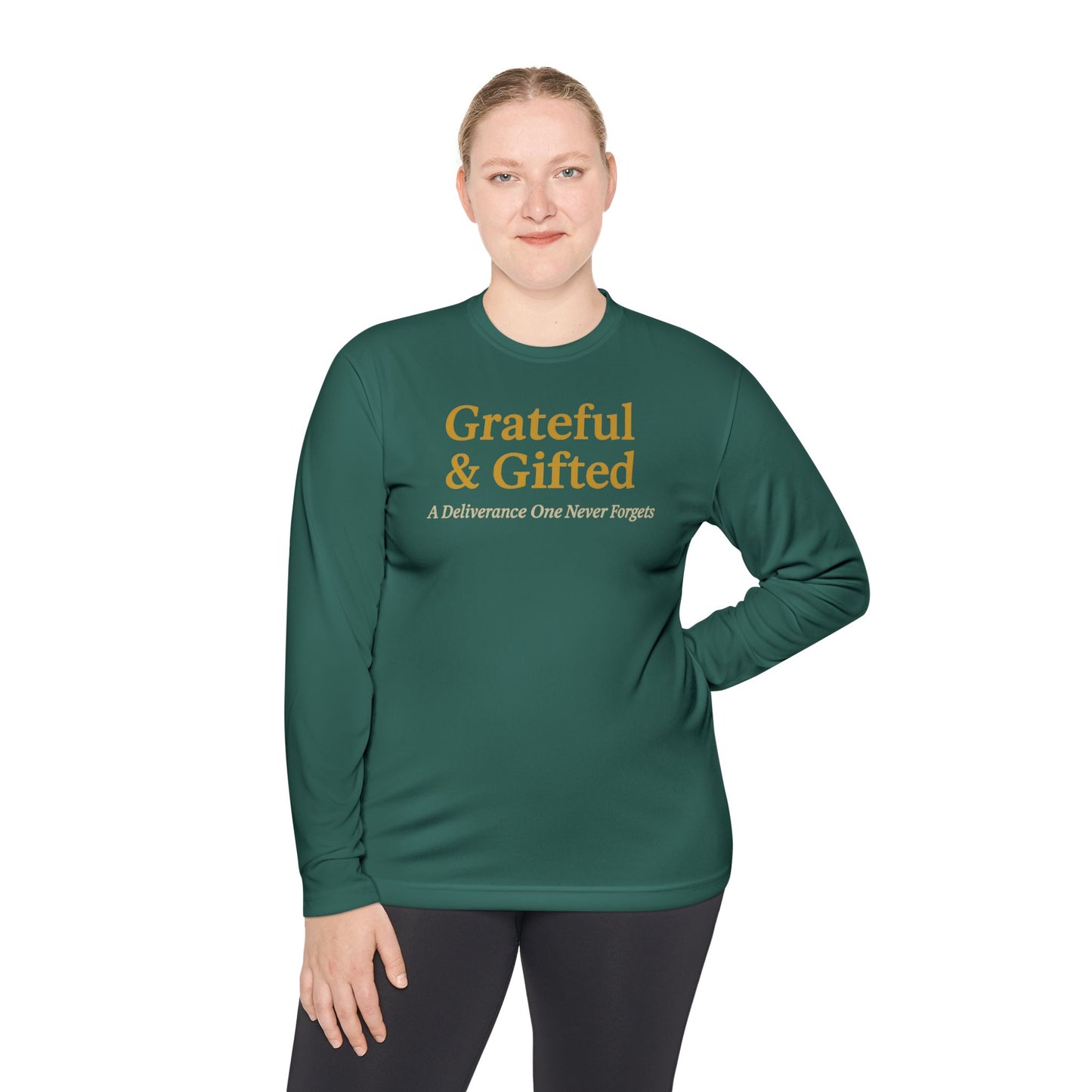 Grateful & Gifted Long Sleeve Tee | Inspirational Gift, Unisex Shirt, Perfect for Celebrations, Casual Wear, Thoughtful Present
