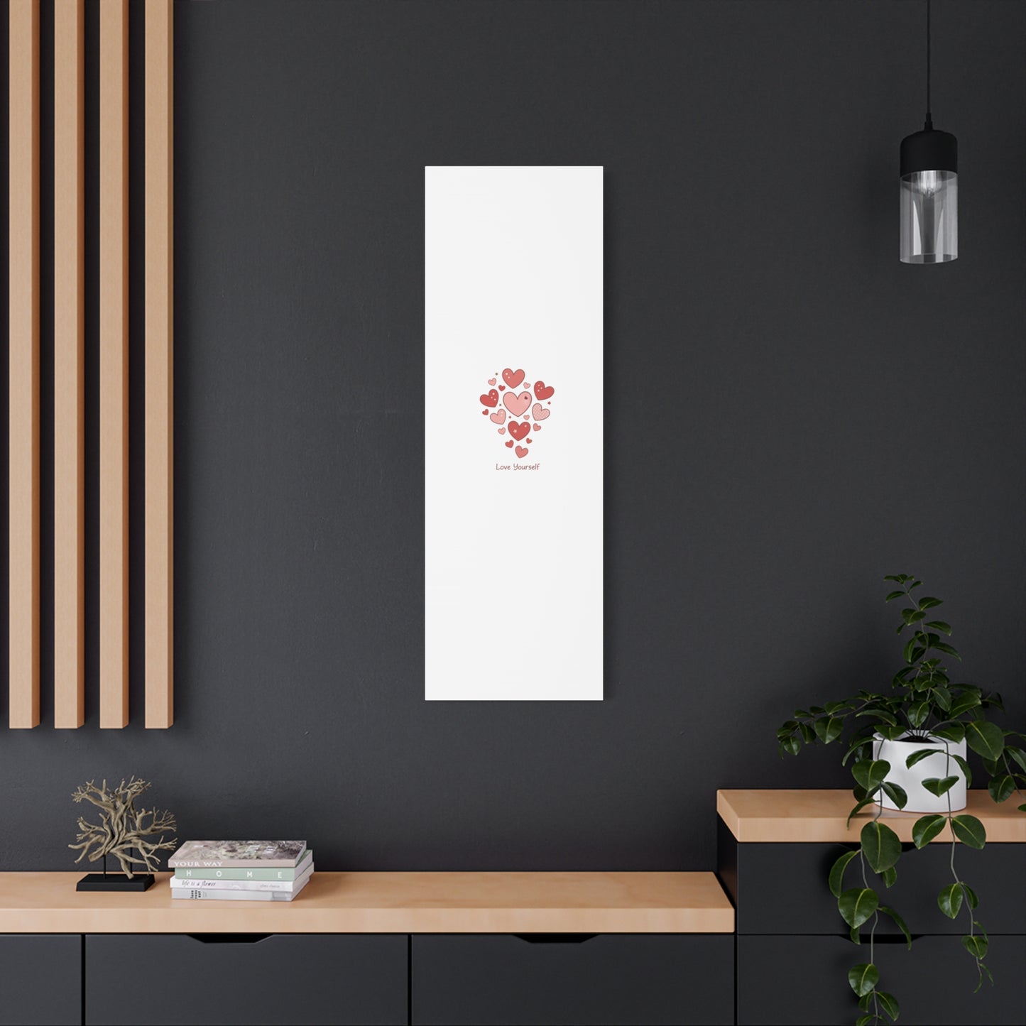 Love Yourself Canvas Wall Art — Watercolor Hearts Inspirational Home Decor