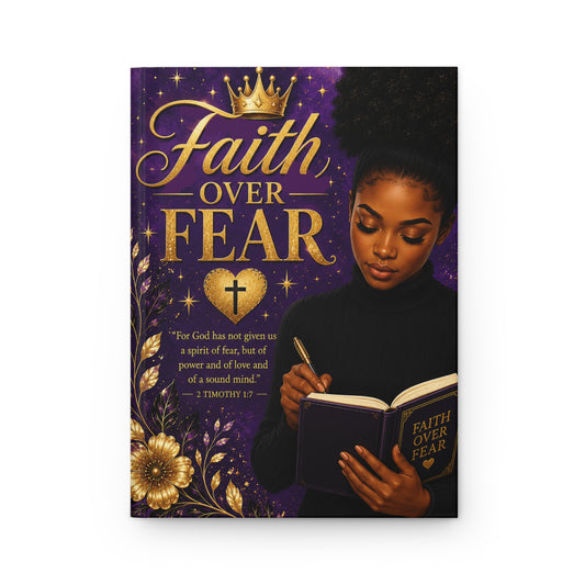 Faith Over Fear Hardcover Journal — Christian Inspirational Notebook with Bible Verse