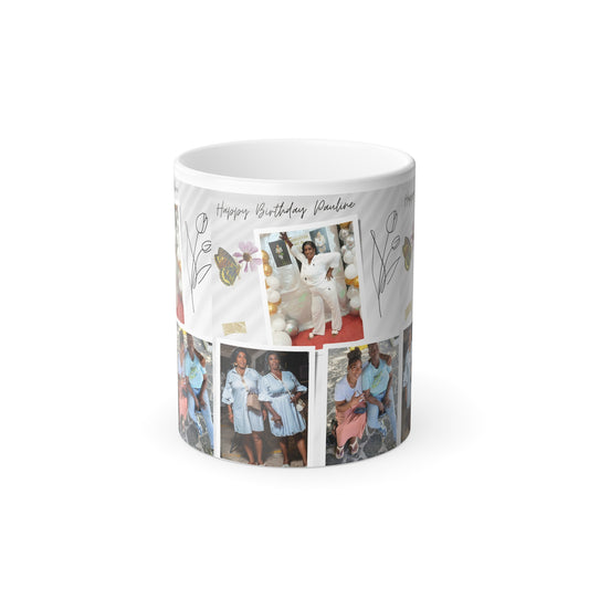 Customizable Color Morphing Mug with Personal Photos, Unique Birthday Gift, Heat-Activated, Fun Photo Collage, Mother's Day Coffee Cup