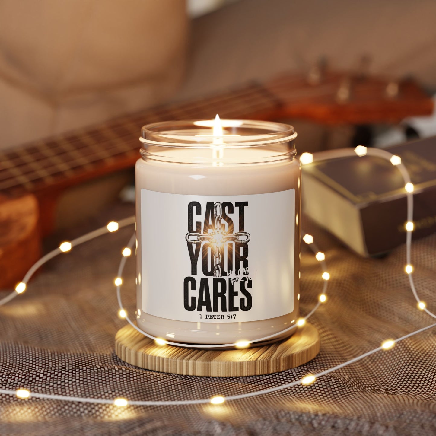 Cast Your Cares Candle | Soy Jar Candle, Christian Streetwear Typography