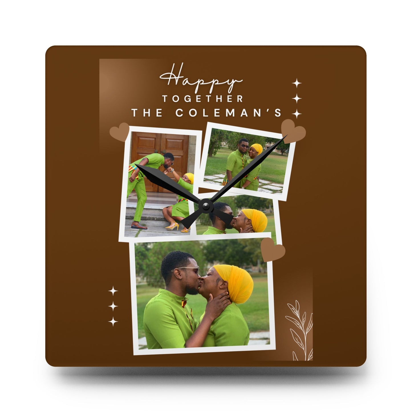 Acrylic Wall Clock — Personalized Photo Collage "Happy Together" Family Clock