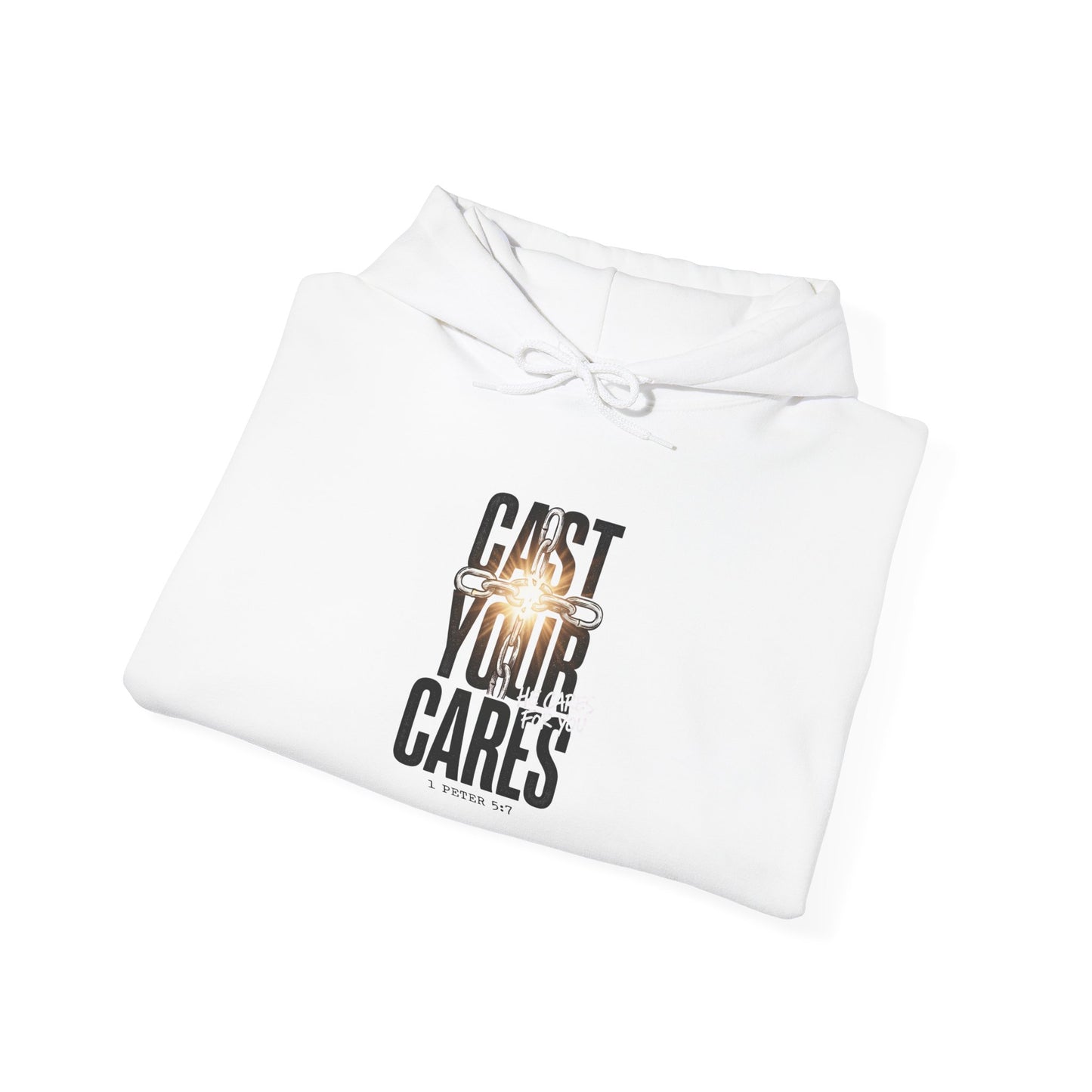 Cast Your Cares Hoodie | Christian Streetwear, Scripture Distressed Typography