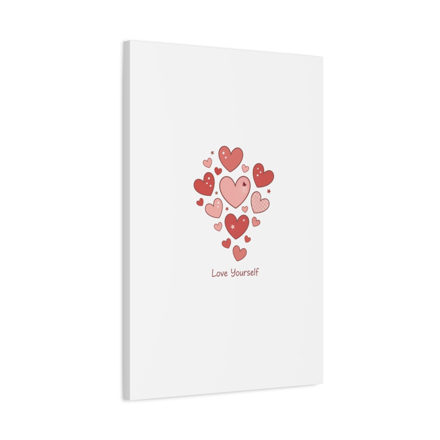 Love Yourself Canvas Wall Art — Watercolor Hearts Inspirational Home Decor