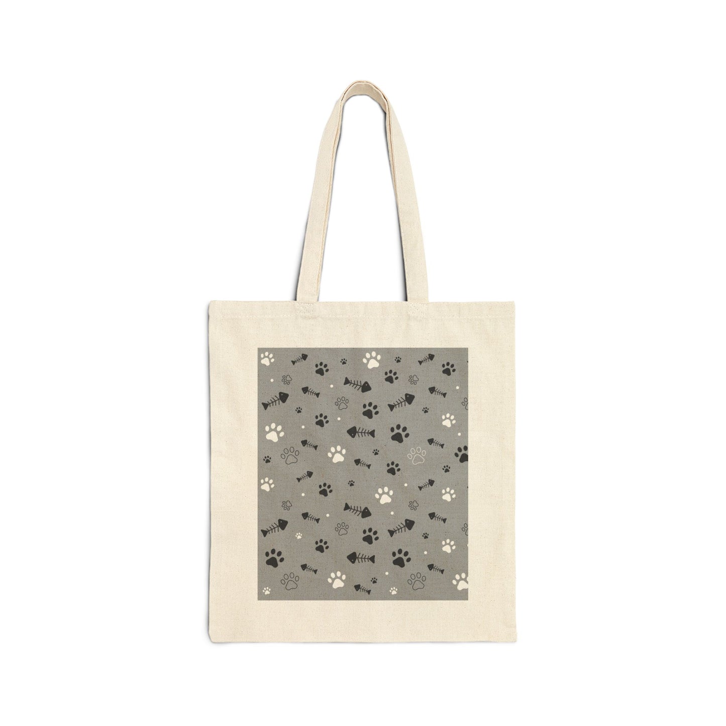 Fish Bone Cotton Canvas Tote Bag, Everyday where Tote Bag